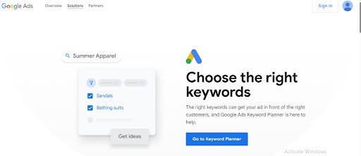 Google Keyword Research Planner