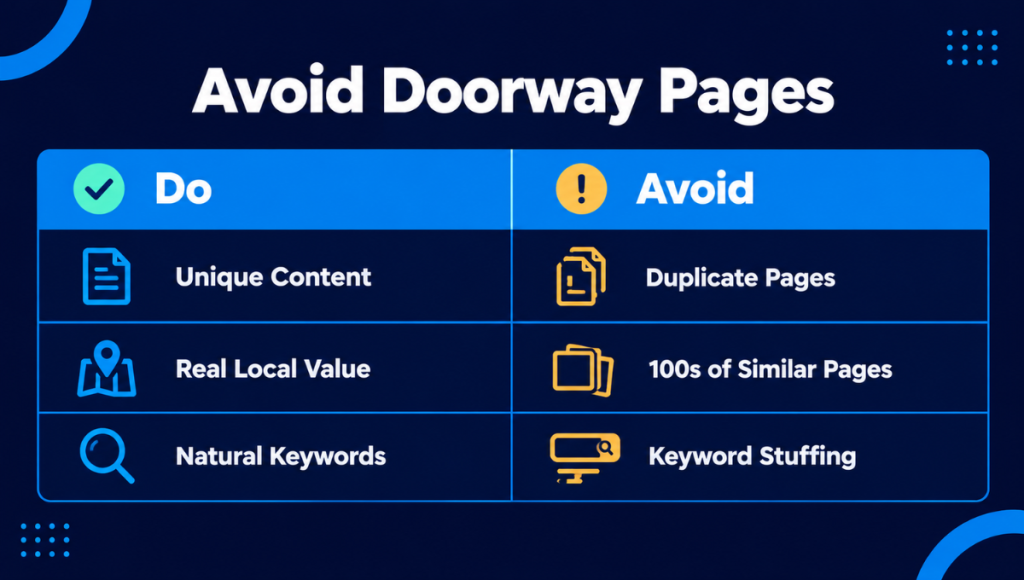 Doorway Pages and Mass Location Pages Doorway Pages and Mass Location Pages
